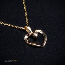 14 kt. Guldhjerte - med 0,025 ct. diamant