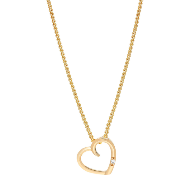 14 kt. Guldhjerte - med 0,009 ct. diamant