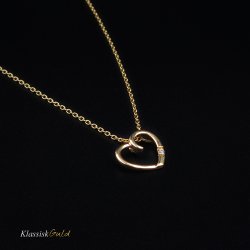 14 kt. Guldhjerte - med 0,009 ct. diamant